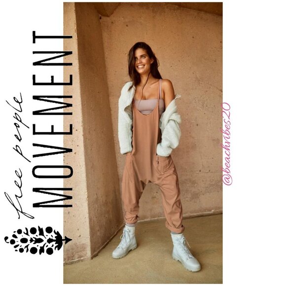 FP MOVEMENT BY FREE PEOPLE Hot Shot Onesie Toasted Coconut Medium EUC - Picture 2 of 6